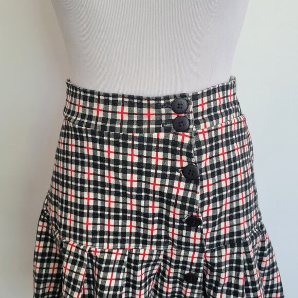 Vintage Y2K School Girl Plaid Skirt 90s Clueless Black Button Front Women Medium - Picture 5 of 10